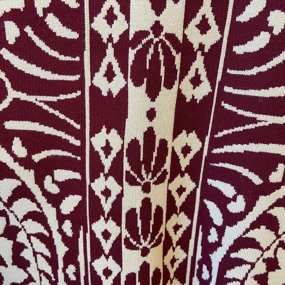 Farm Rio Pineapple Love Knit Burgundy Midi Skirt Sz Large - Picture 10 of 13